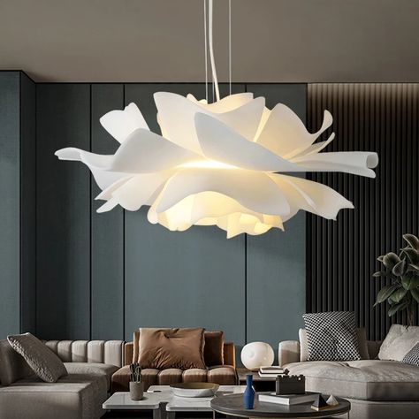 Hanging Lamps For Bedroom, Flower Led, Restaurant Bar Decor, Hanging Pendant Lamp, Modern Restaurant, White Lamp Shade, Pendant Light Design, White Pendant Light, Modern Light Fixtures