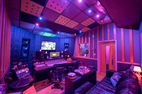 Recording Studios Aesthetic, Pink Recording Studio, Skybox Stadium, Music Recording Studio Aesthetic, Hype Entertainment, Recording Studio Aesthetic, Music Studio Aesthetic, Studio Aesthetic, Home Studio Ideas