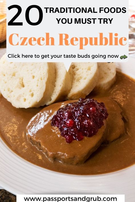 Must Try Czech Foods: Roasted pork knuckle and duck, the famous goulash and creamy svickova, divinely delicious trdelnik with ice cream... traditional Czech food is a must try. Czech dish. What to eat in Czech | Czech Food | Traditional Czech cuisine | Typical Czech Food | Czech Dumpling | Czech Recipes Traditional | Prague | Czech Recipes Bohemian Czech Food Recipes Traditional, Czech Republic Recipes, Czech Republic Food Recipes, Bohemian Food Recipes, Czech Food Traditional, Traditional Czech Food, Czech Goulash Recipes, Czech Food Recipes, Czech Recipes Traditional