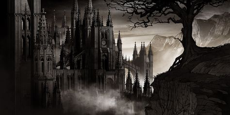 Castlevania Scene 5.2 by javieralcalde on DeviantArt Castlevania Lord Of Shadow, Castlevania Wallpaper, Castle Tattoo, Lord Of Shadows, Nature Witch, Image Overlay, Cathedral Architecture, Fantasy Castle, A Level Art