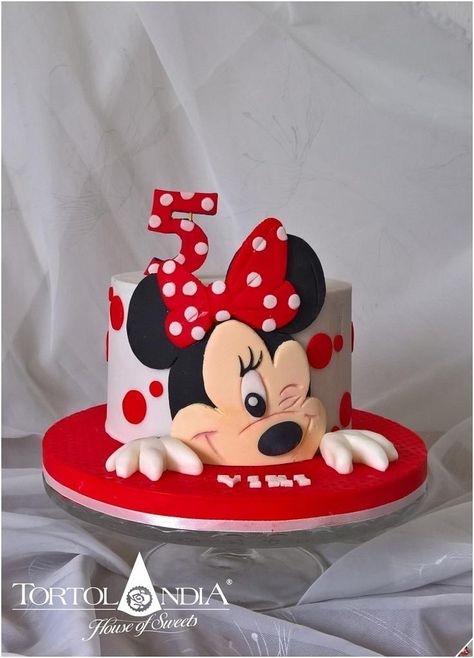 Mini Mouse Birthday Cake, Vestidos Minnie, Half Birthday Cake, Mickey And Minnie Cake, Half Birthday Cakes, Cake Designs For Kids, Mickey Mouse Birthday Cake, Minnie Mouse Birthday Party Decorations, Minnie Mouse Birthday Cakes