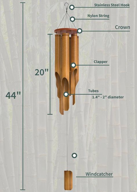 Bamboo Windchimes Diy, Wood Windchimes, Bamboo Crafts Diy, Wood Wind Chimes, Bamboo Toys, Bamboo Chimes, Bamboo Home Decor, Bamboo Wall Decor, Bamboo Ideas