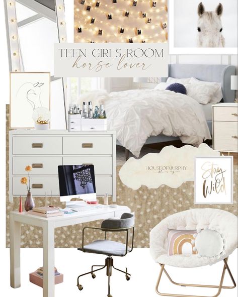 Horse Themed Room Ideas, School Age Bedroom Ideas, Modern Horse Theme Bedroom, Teen Horse Bedroom Ideas, Horse Inspired Bedroom, Boho Horse Bedroom, Horse Room Ideas For Girls Kids, Equestrian Bedroom Ideas, Equestrian Girls Bedroom