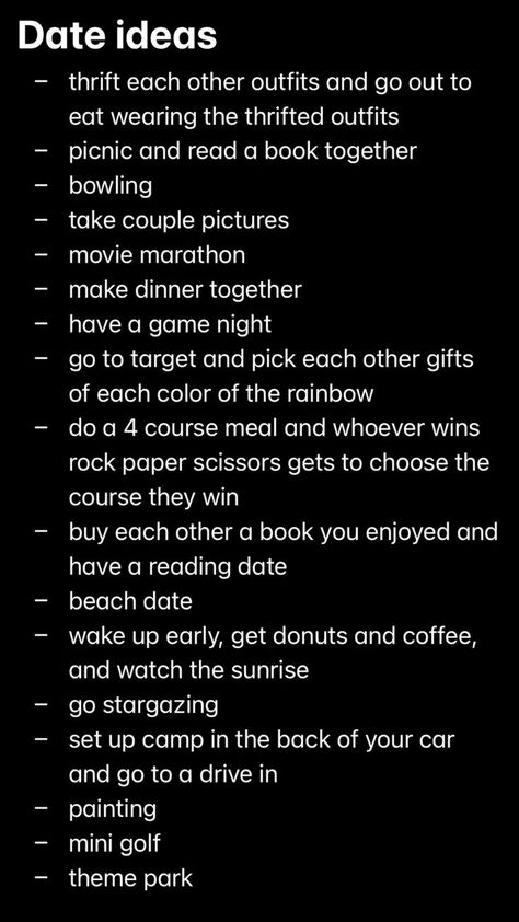 Alphabet Dating, Things To Do With Your Boyfriend, Freetime Activities, Creative Date Night Ideas, Dream Dates, Romantic Date Night Ideas, Creative Dates, Couple Activities, Cute Date Ideas