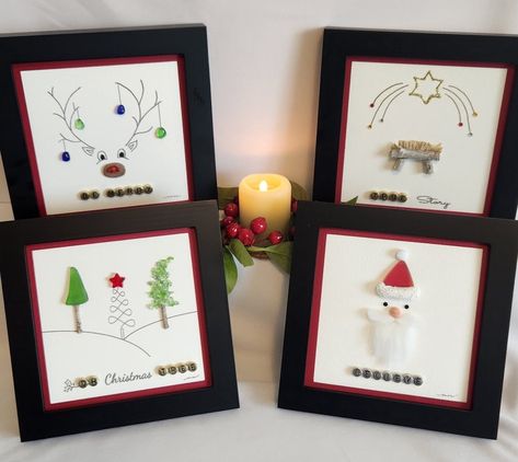 Christmas Sea Glass Art, Christmas Pebble Art, Sea Glass Artwork, Sea Glass Art Diy, Glass Pebbles, Fun Christmas Crafts, Mini Collection, Decorating Themes, Sea Glass Crafts