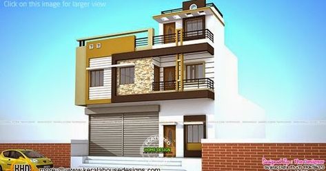 Two house plans with shops / godowns on the ground floor by The Designer, Gujarat, India Cottage House Designs, 2 Storey House Design, 2 House, 2 Storey House, Duplex House Design, Shop House Plans, House Map, House Front Design, House Elevation