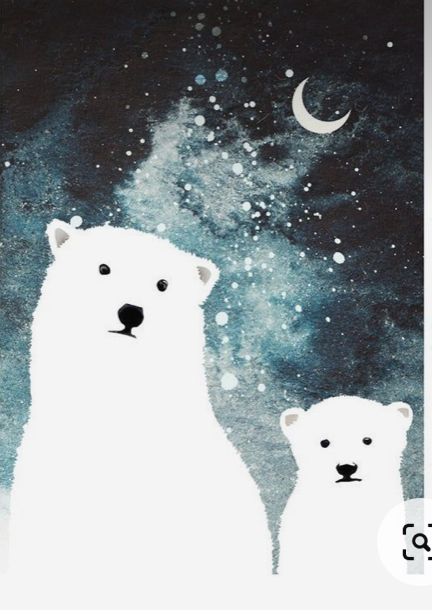 Polar Bear Painting Easy, Polar Bear Drawing Easy, Christmas Cards Animals, Polar Bear Christmas Cards, Polar Bear Paint, Polar Bear Drawing, Polar Bear Illustration, Polar Bear Art, Bear Watercolor