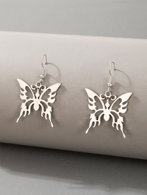 Free Returns ✓ Free Shipping On Orders $49+ ✓. Butterfly Drop Earrings- Earrings at SHEIN. Grunge Earrings, Shein Outfits, Flower Hair Accessories, Outfits Spring, Fashion Jewelry Earrings, Butterfly Earrings, Silver Drop Earrings, Fashion Accessories Jewelry, Jewelry Party