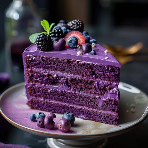 Purple Velvet Cake | Purple Velvet Cake, Purple Velvet Cakes, Blueberry Cheesecake Recipe, Purple Cake, Velvet Cake Recipes, Butter Cupcakes, Purple Food, Purple Cakes, Chocolate Cream Cheese