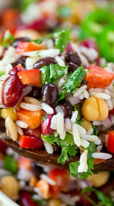 Three Bean Wild Rice Salad Mom On Timeout, Three Bean Salad, Wild Rice Salad, Rice Beans, Rice Salad, Wild Rice, Bean Salad, Salad Bar, Lunch Snacks