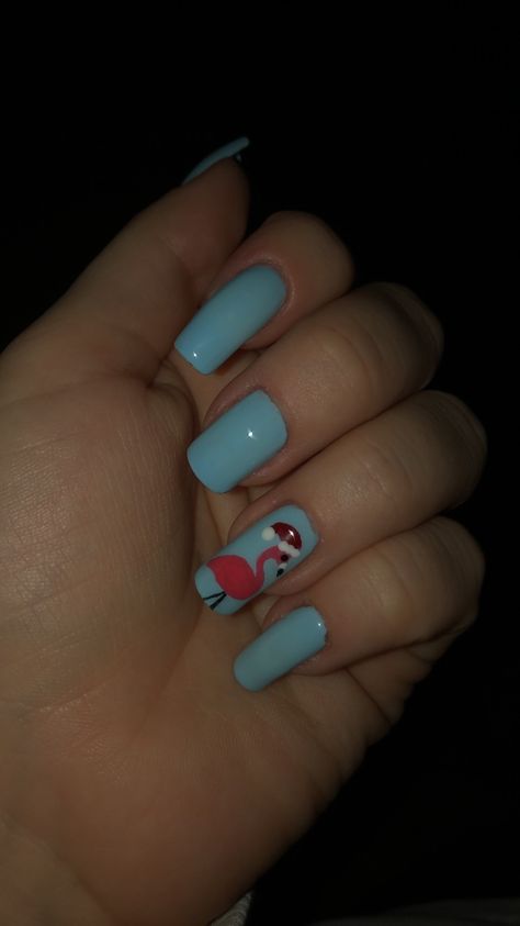 Christmas flamingo nails Christmas Nails For Florida, Christmas Beach Vacation Nails, Christmas Flamingo Nails, Christmas In Hawaii Nails, Florida Christmas Nails, Christmas In July Nails, Tropical Winter Nails, Hawaiian Christmas Nails, Beachy Christmas Nails