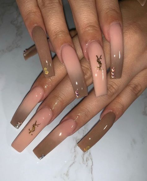 Nails Grunge, Brown Acrylic Nails, Slay Queen, Drip Nails, Ombre Acrylic Nails, Nagel Tips, Fall Acrylic Nails, Long Acrylic Nails Coffin, Exotic Nails