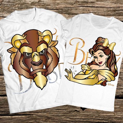 Disney Çiftleri, Disney Honeymoon Shirts, Beauty And Beast Birthday, Beauty And The Beast Wedding, Beauty And Beast Wedding, Disney Honeymoon, Beauty And Beast, Disney Couple Shirts, Disney Tanks