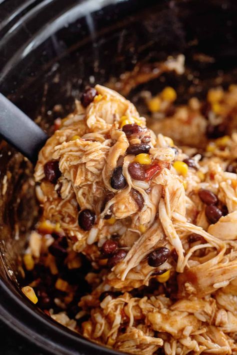 Crockpot Fiesta Chicken, Fiesta Chicken And Rice, Slow Cooker Chicken And Rice, Fiesta Chicken Crockpot, Mexican Hat Dance, Crockpot Mexican Chicken, Salsa Chicken Crockpot, Chicken And Rice Recipe, Chicken And Rice Dishes