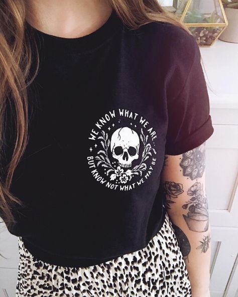 "...We know what we are, but know not what we may be." - Ophelia in Shakespeare’s Hamlet, Act IV Scene V 🖤My current summer wardrobe is relying heavily on Literary Emporium tees and floaty long skirts👌 Hamlet Book, Feminist Tshirt, Screen Printed Tshirts, Christmas T Shirt Design, Slogan T Shirt, Skull Tshirt, South West, Soft Black, Book Lover