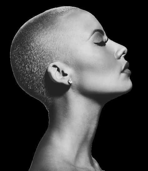 Amber Rose Bald Girl, Bald Hair, Bald Women, Bald Heads, Amber Rose, Eyes Closed, Shaved Head, Rose Cut, New Hair