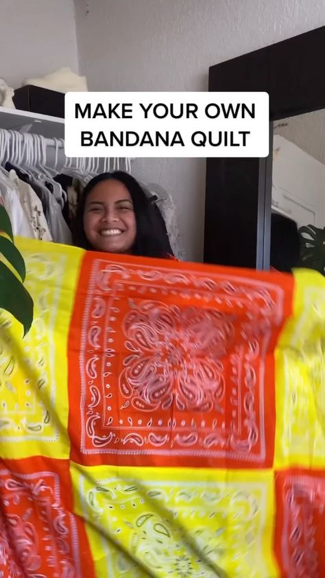 michaelsstores on Instagram: How to make your own bandana quilt 💛 @ysabelhilado #makeitwithmichaels #sewing #diyproject #quiltdesign #sewingcommunity… Bandana Quilt, New Today, Hobbies And Crafts, Flower Drawing, Make Your Own, Quilting Designs, Diy Projects, Make It Yourself, Sewing