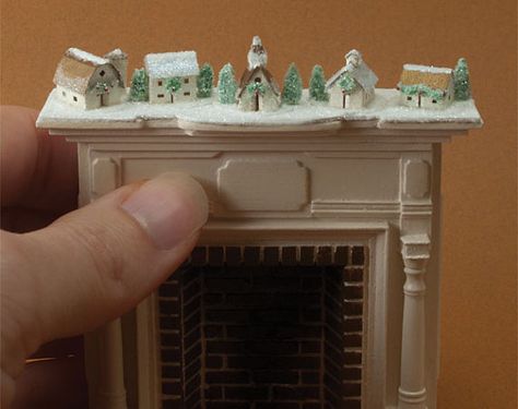 Half Scale Miniature Glitter House Village Kit Glitter House, House Village, Dollhouse Christmas, Miniature Printables, Glitter Houses, Putz Houses, Miniature Rooms, Miniature Diy, Small Houses