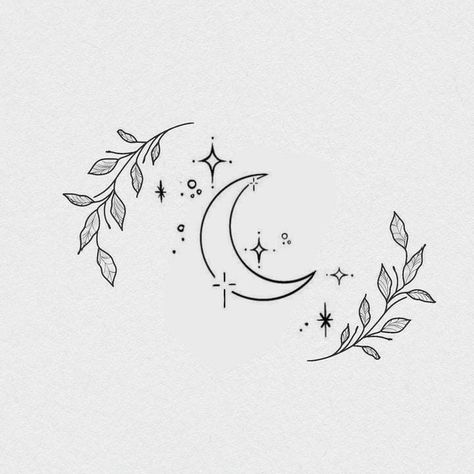 Realistic Crystal Tattoo, Moon Plant Tattoo, Moon And Stars Tattoo Designs For Women, Celestial Sleeve Tattoos For Women, Aphrodite Tattoo Simple, Libra Scales Tattoo, Celestial Henna, Moon Tattoo Wrist, Moon Doodles