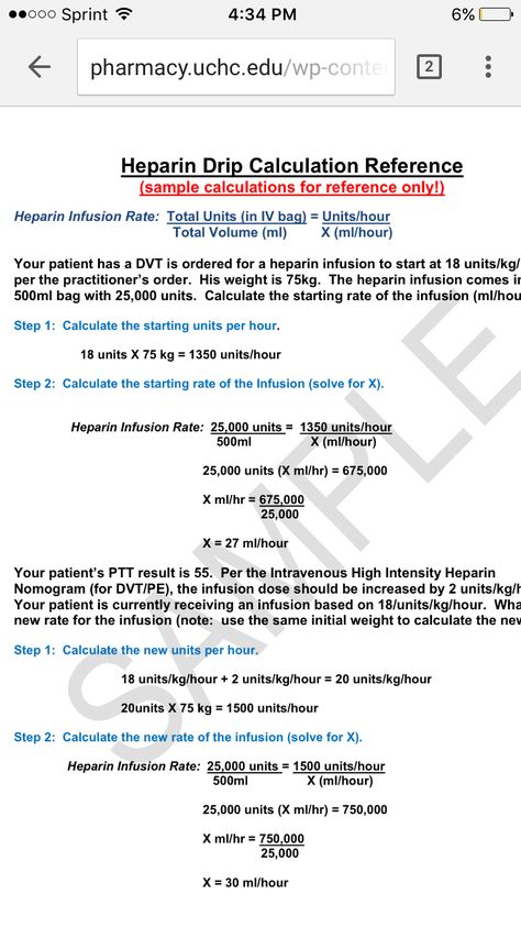 Heparin Drip Calculations, Heparin Calculations, Heparin Drip, Nursing Math, Cardiology Nursing, Dosage Calculations, Nurse Inspiration, Fundamentals Of Nursing, Nursing School Tips