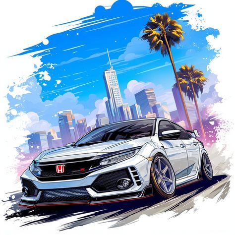 Honda Civic Type R Modified, Wallpaper Printable, Really Cool Wallpapers, Car Man Cave, Civic Type R, Honda Civic Type R, Gundam Art, Car Posters, Japanese Cars