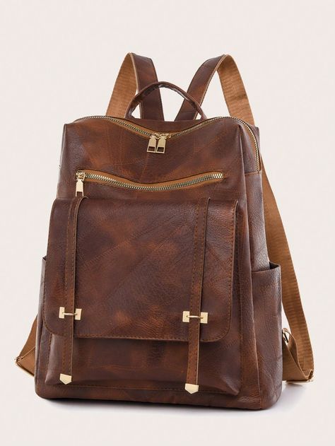 Fashionable Vintage Leather Laptop Work Backpack for Men and Women, Japanese Business Casual Computer Backpacks, Briefcase Messenger Work Tote Bag Backpack Purse, Large-capacity Back Packs For Outdoors Travel & College School Supplies | SHEIN USA Work Backpack, Campus Backpack, Work Tote Bag, Colorful Backpacks, Computer Backpack, Shoulder Backpack, Leather Laptop, Mens Leather Bag, Vintage Bag