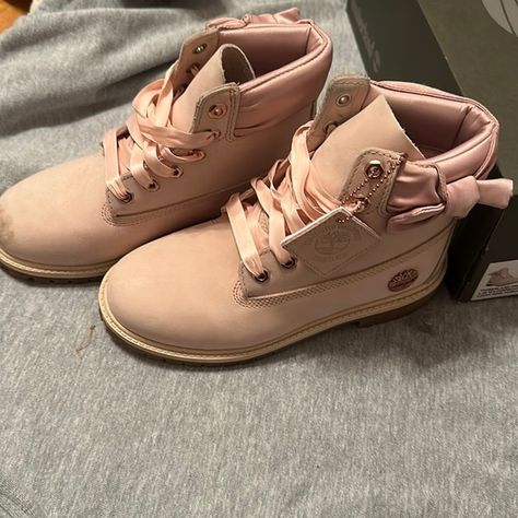 Pink Timberland boots Pink Timbs, Pink Timberland Boots, Suede Cleaner, Timberland Premium, Timberland Shoes, Waterproof Boots, Timberland Boots, Light Pink, Size 4