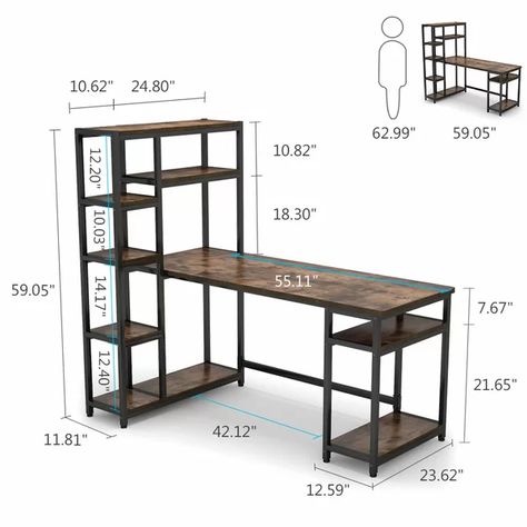 Home Office Vintage, Modern L Shaped Desk, Shelves Office, Large Office Desk, Desk With Shelves, Large Computer Desk, Modern Home Office Desk, Desk Workstation, Office Vintage