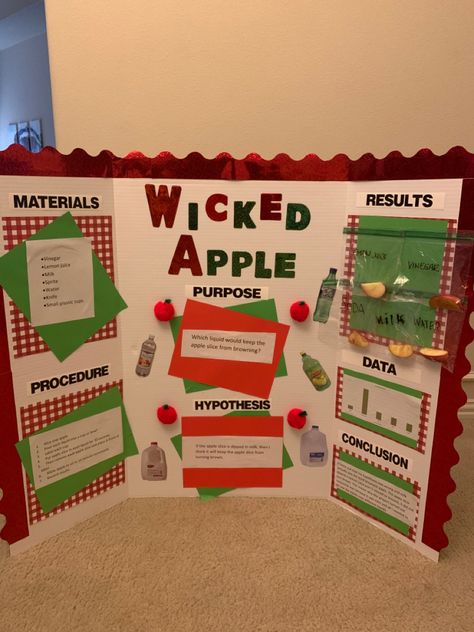 Apple Browning Science Project, Engineering Science Fair Projects, Chemistry Science Fair Projects, Science Fair Topics, Science Fair Poster, Science Project Board, Ruby Core, Classroom Structure, 5th Grade Science Projects