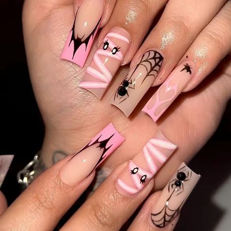 halloween nail inspo 🎃🥰 Any Halloween set is 15% off !! sale ends Oct 31 #nailtech #nailsnailsnails #nailxster #nailsofinstagram #halloween #halloweennails #spookyset #halloweendecor #inspo #nailinspiration #simple #gwinnett Halloween Nail, Pink Halloween, Halloween Sale, Oct 31, Nail Tech, Halloween Nails, Off Sale, Nails Inspiration, Nail Inspo