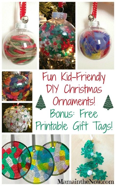 Fun Kid-Friendly DIY Christmas Ornaments! Handmade ornaments for toddlers, preschoolers - kids of all ages! These decorations make great teacher gifts, presents for grandparents and other unsuspecting relatives! Check lots of people off your list with these money saving Christmas ornaments! Creations by @ccrowndesigns Ornaments For Toddlers, Presents For Grandparents, Christmas Diy Kids, Free Printable Gifts, Free Printable Gift Tags, Clear Ornaments, Homemade Ornaments, Craft Decorations, Paint Paper