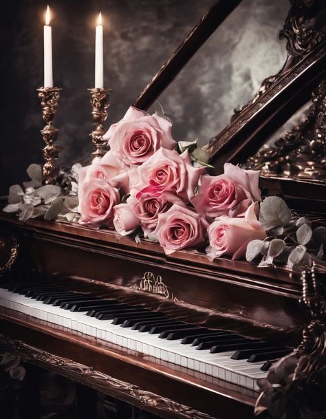 Piano Flowers, Pink Piano, Piano Aesthetic, Dark Forest Aesthetic, Pink And Purple Wallpaper, Decoupage Decor, Birthday Wishes Flowers, Piano Art, Wedding Design Decoration