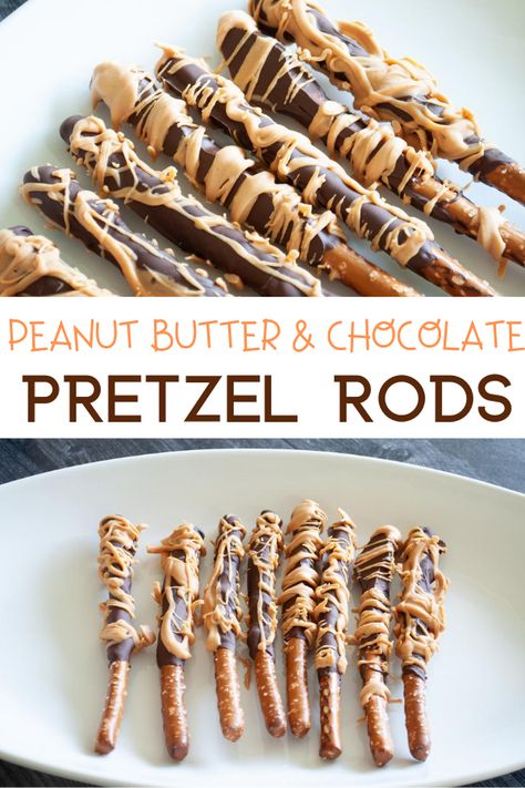 Peanut Butter & Chocolate Covered Pretzel Rods - Building Our Story Reese’s Dipped Pretzels, Peanut Butter Chocolate Covered Pretzels, Snacks With Pretzel Sticks, Peanut Butter Pretzel Rods, Peanut Butter Covered Pretzels, Caramel Dipped Pretzel Rods, Peanut Butter Chocolate Pretzels, Chocolate Peanut Butter Pretzels, Pretzel Decorating Ideas