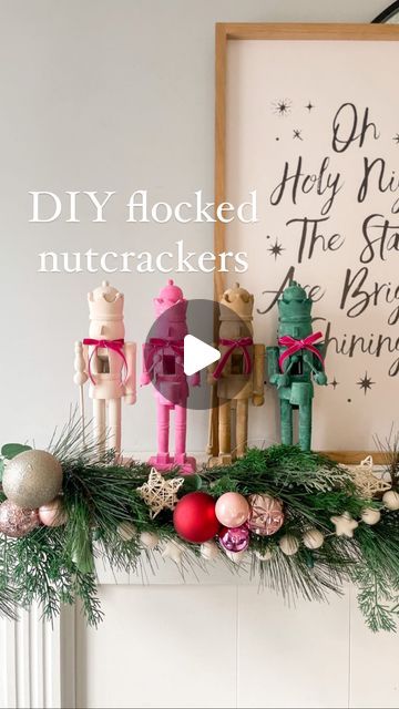 Kelly Oester - your new DIY mom friend on Instagram: "✨DIY Flocked Nutcrackers✨ 

I have had these wooden crafting nutcrackers from the craft store for three years now and haven't been able to decide what to do with them. I've been seeing lots of DIY ornament flocking, so decided to try and make my own flocked nutcrackers! 

I LOVE how they turned out!!! They are subtle, but look velvet and feel textured. Surprisingly they didn't take very long to make.

1. Apply one coat of paint - use matte paint! I love these folklore matte paints. 
2. Allow to dry and then do a second coat of paint. 
3. Before you allow the second coat to dry, sprinkle on a heavy coat of baking soda. The paint dries quickly on the wood, so I did this part in three sections *do this over top of a paper towel or paper so Wooden Nutcrackers Diy, Paint Nutcracker Diy, Diy Painted Nutcracker, Painted Nutcracker Diy, Diy Nutcracker, Diy Mom, Diy Ornament, Nutcracker Ornaments, Mom Friend