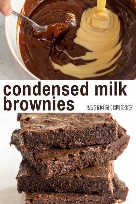 Homemade Brownies From Scratch, Condensed Milk Brownies, Make Condensed Milk, Fudgy Homemade Brownies, Boxed Brownie Recipes, The Best Brownie Recipe, Chewy Brownies Recipe, Brownies From Scratch, Best Brownie Recipe