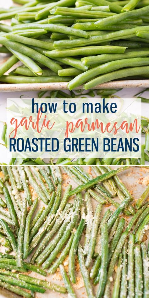 Roasted Green Beans are the perfect side dish. Oven roasted green beans are easily cooked to perfection! Still crisp and green with amazing flavor. Flavor classically or season with garlic and parmesan cheese. The perfect side dish for any meal! |Cooking with Karli| #greenbeans #sidedish #healthy #roasted #easter #recipe #howto Seasonings For Green Beans, Green Beans For Easter, Green Beans Oven Roasted Easy Recipes, Best Oven Roasted Green Beans, Green Been Oven Recipe, Oven Roasted Beans, Different Ways To Make Green Beans, Flavorful Green Beans, Different Ways To Cook Green Beans