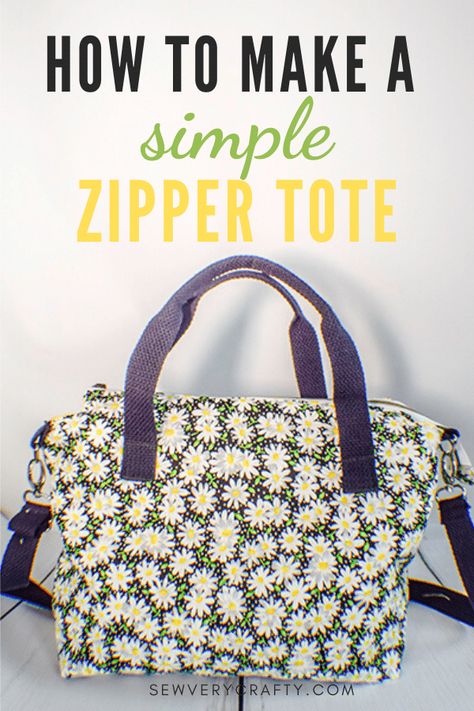 Zippered Tote Bag Pattern, Easy Crochet Bag, Diy Handmade Bags, Homemade Bags, Purse Sewing, Fun Room, Tote Tutorial, Tote Bag Pattern Free, Household Sewing