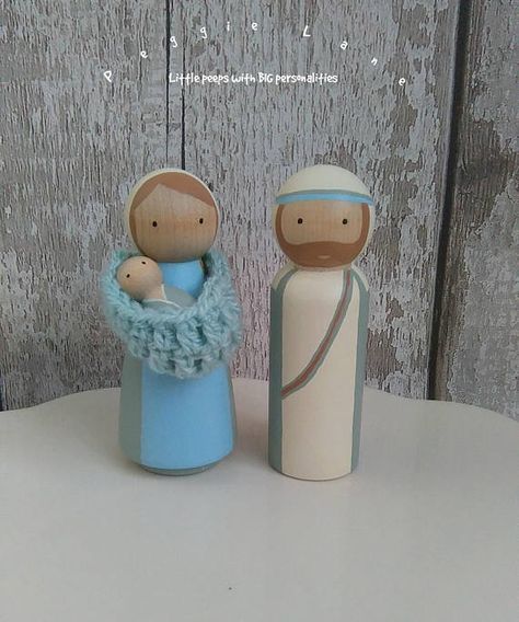 Nativity Mary & Joseph Peg dolls Christmas Decoration Pegdoll Nativity, Peg Dolls Christmas, Nativity Peg Doll, Diy Nativity, Wood Peg Dolls, Operation Christmas Child, Peg People, Clothespin Dolls, Nativity Crafts