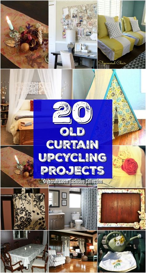 20 Repurposing Ideas To Make Good Use Of Old Curtains - Wonderful ways to upcycle old curtains! <3 via @vanessacrafting Diy Recycled Projects, Repurposing Ideas, Upcycling Projects, Upcycle Repurpose, Garden Wallpaper, Diy Upcycling, Upcycled Home Decor, Old Quilts, Recycled Projects