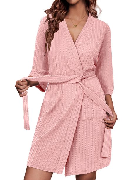 PRICES MAY VARY. Incredibly Soft and Comfortable: Crafted from premium lightweight waffle knit fabric, this Ekouaer loungewear bathrobe provides a soft touch against your skin, making it the perfect choice for relaxing at home or unwinding after a long day Stylish V Neck and 3/4 Sleeves: The elegant V-neck design paired with 3/4 sleeves offers a modern twist on traditional loungewear. These kimono robes for women effortlessly combine functionality with a stylish look for any casual occasion Spac Womens Robe, Robes For Women, Bath Robes, Bath Robes For Women, Kimono Robes, Women's Robe, Spa Day, Waffle Knit, Neck Designs