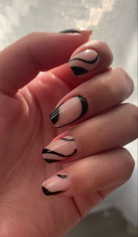 Black Gel Polish Designs, Beetles Gel Polish Designs, Beetles Nail Polish Ideas, Neutral And Black Nails, Dance Nails, Nail Inspired, Beetles Gel Polish, Gel Polish Designs, Pearl Nail Art