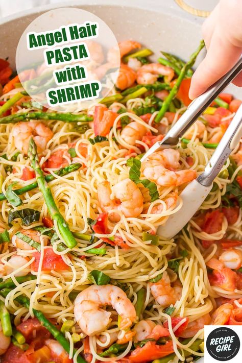 Recipes With Basil, Garlic Shrimp Angel Hair Pasta, Angel Hair Pasta With Herbs, Angel Hair Pasta With Shrimp, Shrimp Asparagus Mushroom Pasta, Shrimp Angel Hair Pasta, Asparagus And Shrimp With Angel Hair Pasta, Lemon Butter Garlic Shrimp With Angel Hair Pasta, Basil Shrimp