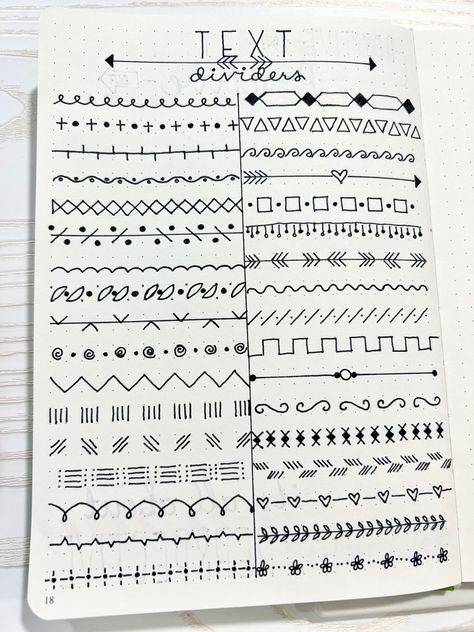 Edge Doodles, Boarder Doodles, School Sketches Doodles, Bujo Elements, Bujo Borders, Bujo Decoration, Border Doodles, Bullet Journal Lines, Bullet Journal Dividers