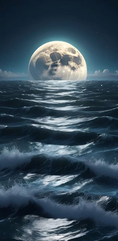 Full moon & sea wallpaper by Graciella1977 - Download on ZEDGE™ | 0608 Water Moon, Moon And Water Wallpaper, Moon And Sea Wallpaper, Moon Over The Ocean, Full Moon Moon Water, Moon Sea, Moon In The Ocean Night, Moon Art, Full Moon