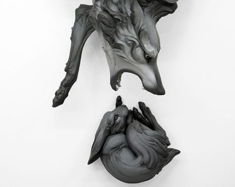 Video: The making of Beth Cavener's clay sculpture "The Question That Devours" (2012) Beth Cavener, 3d Cnc, Photographie Portrait Inspiration, Colossal Art, Animal Sculpture, Ceramic Animals, 판타지 아트, Human Nature, Animal Sculptures