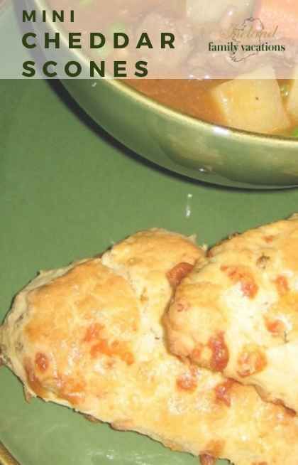 These savory Mini Cheddar Scones are perfect for sandwich with afternoon tea or served beside a bowl of hearty Irish Stew.  #IFV Irish Breakfast, Irish Stew, Scones Easy, Corn Beef And Cabbage, Pastry Blender, Fresh Chives, Irish Recipes, Serving Size, High Tea