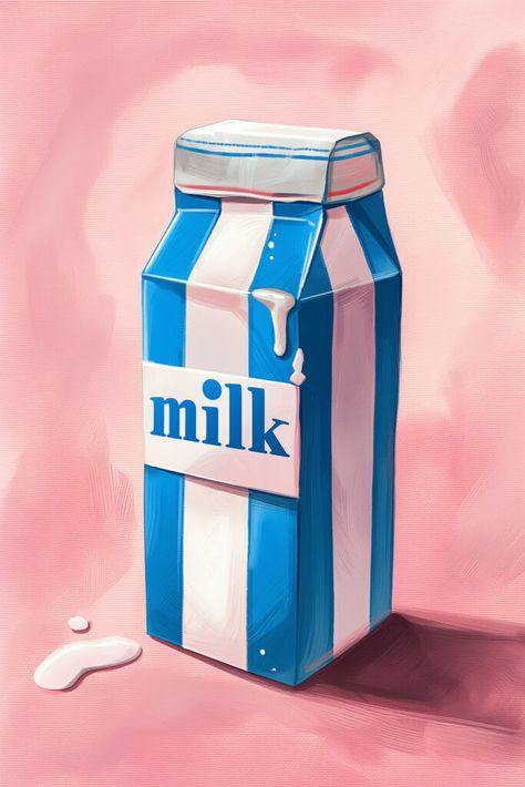 Discover and download free images Spilled Serenity: A Carton of #Milk on Pastel Pink https://aifusionart.com/spilled-serenity-a-carton-of-milk-on-pastel-pink-2/?utm_source=facebook&utm_medium=social&utm_campaign=ReviveOldPost #Dairy Milk Carton Art, Carton Of Milk, Fusion Art, Milk Carton, Download Free Images, Package Design, Linocut, Malta, Pastel Pink