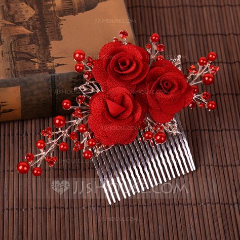 Rhinestone Wedding Hair Accessories, Rhinestone Wedding, Headpiece Wedding, Bridal Hair Comb, Wedding Item, Bridal Flowers, Red Flower, Wedding Hair Accessories, Hair Comb