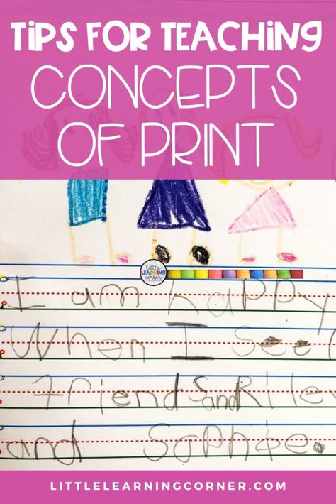 20 Tips for Teaching Concepts of Print | Free Printable Activity - Little Learning Corner Kindergarten Autumn, Concepts Of Print, Print Awareness, Letter Reversals, Learning Corner, Fall Family Fun, Kindergarten Themes, Common Core Kindergarten, Fall Kindergarten