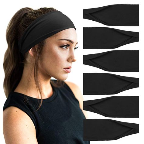 PRICES MAY VARY. 【Great Material】SOFT STRETCHY FABRIC, this women running headband is crafted from cotton polyester and spandex blend fabric, lightweight and stretchy, offering excellent performance for wicking, durability and abrasion resistance. This yoga headband delivers a supportive fit for all sports need. 【Fit Most Sizes】Our Boho headbands measures 8.6"/22cm in length and 3.5"/9cm in width; wide female sweat-wicking headbands fit most sizes, very soft and stretchy. Vintage design fitness Running Hair, Lazy Day Hairstyles, Running Hairstyles, Ikat Kepala, Yoga Hair, Lazy Hairstyles, Running Headbands, Sport Hair, Headband Outfit